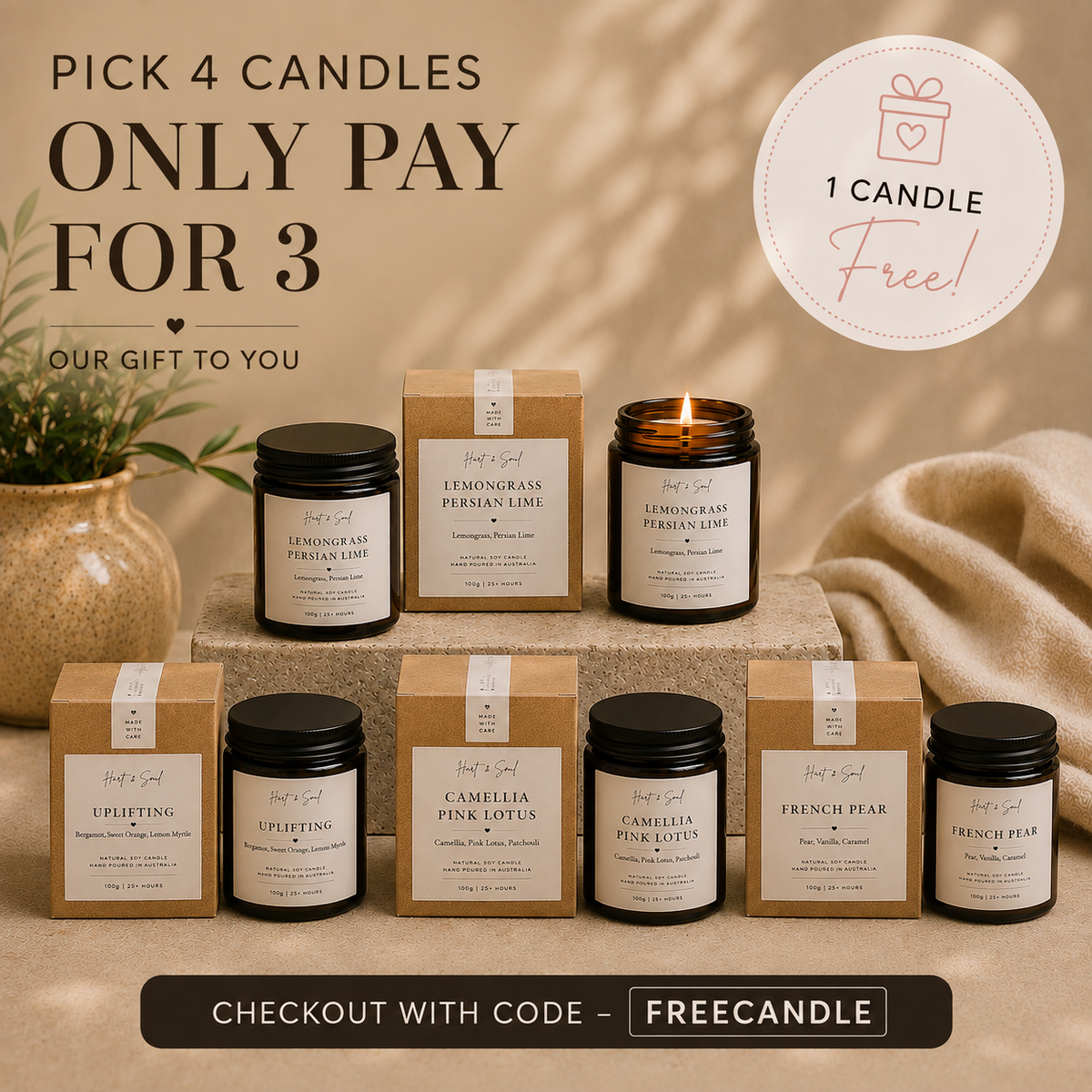 100g Candle CODE:FREECANDLE