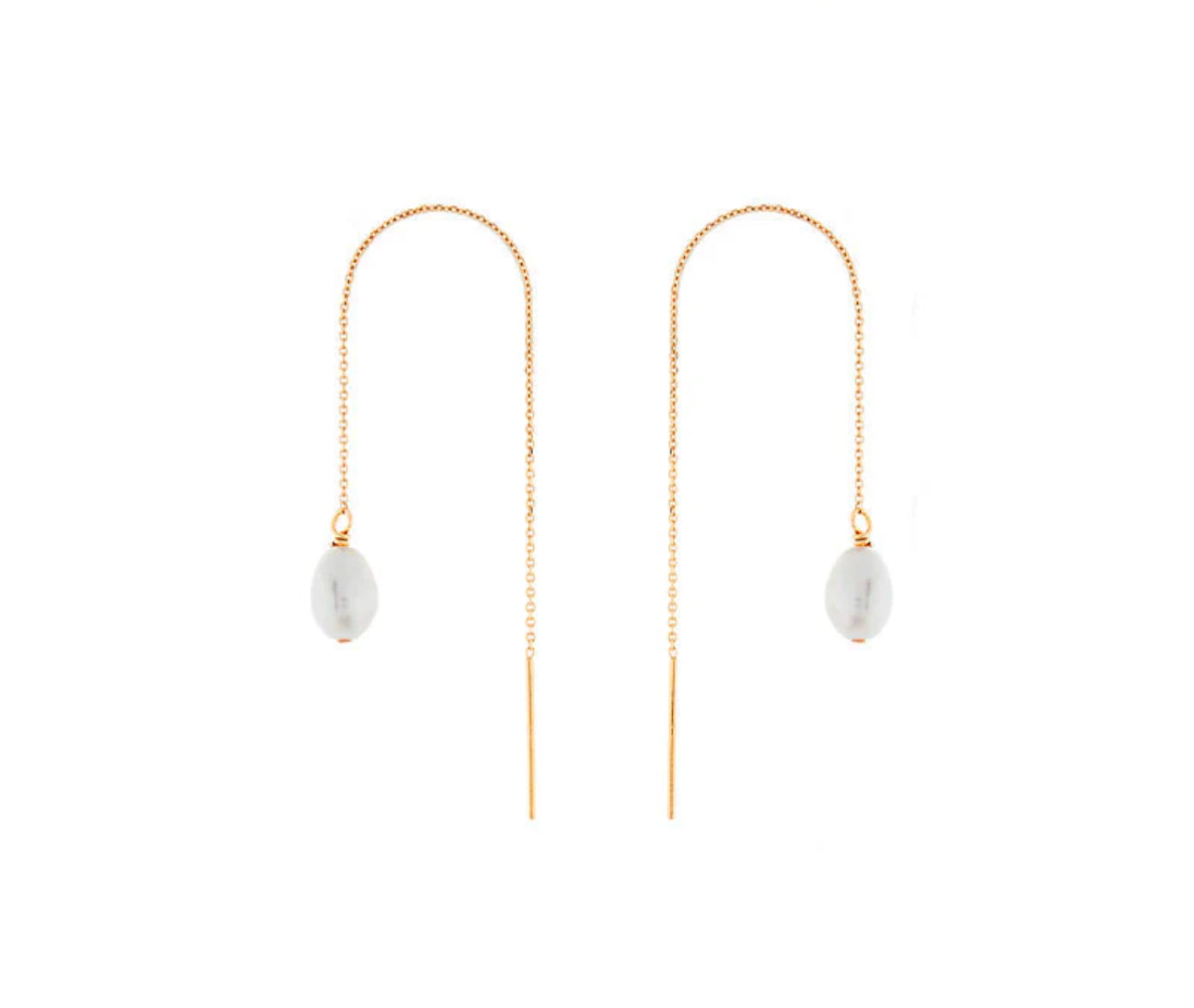 Gold Pearl Threader Earrings