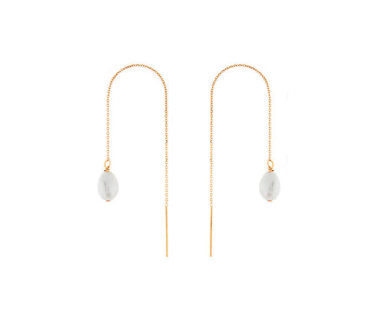 Gold Pearl Threader Earrings