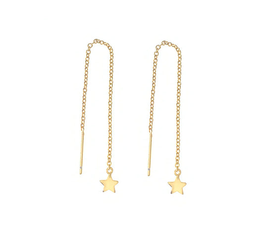 Gold Star Threader Earrings